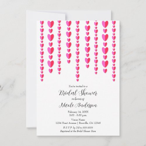 Red Pink Hearts Valentine Bridal Shower  Invitation