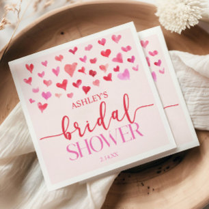 Red Pink Hearts Valentine Bridal Shower Napkins