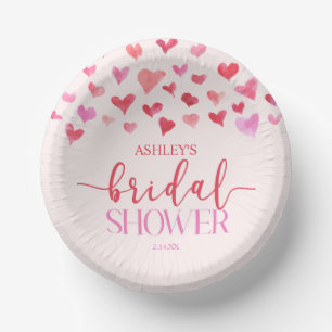 Red Pink Hearts Valentine Bridal Shower Paper Bowls