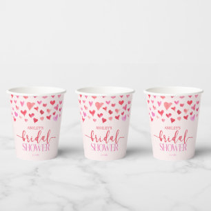Red Pink Hearts Valentine Bridal Shower Paper Cups