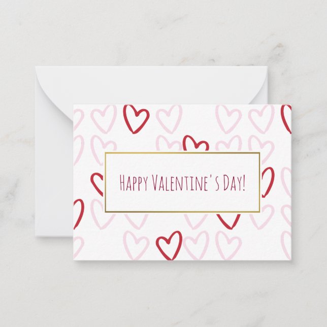 Red & Pink Hearts Valentine Cards 100 pack (Front)