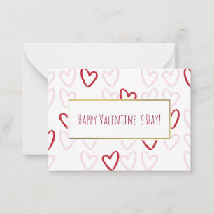 Red & Pink Hearts Valentine Cards 100 pack