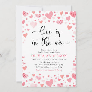 Red Pink Hearts Valentine Sweetheart Bridal Shower Invitation