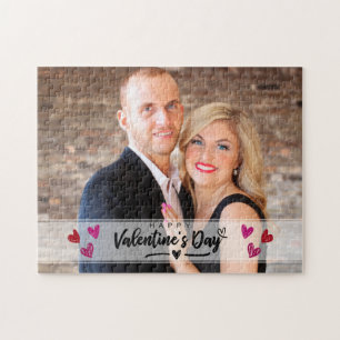 Red Pink Hearts Valentine's Day Photo Scribbled Jigsaw Puzzle
