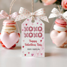 Red & Pink Hearts XOXO Valentines Gift Tags