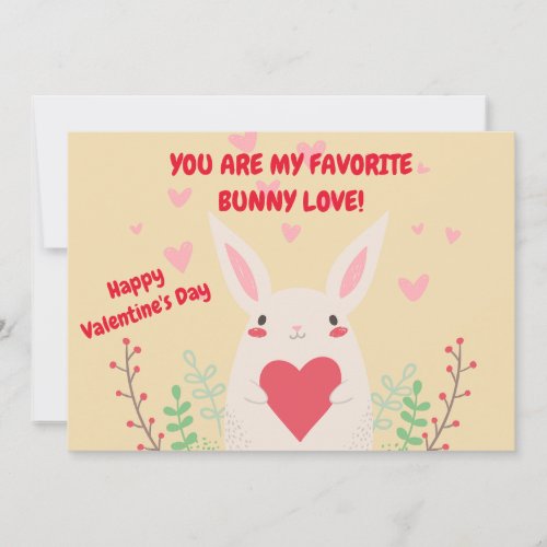 Red Pink Hearts You Are My Bunny Love Valentines Holiday Card