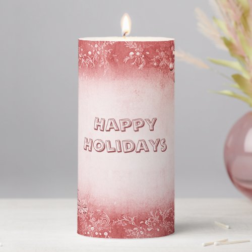 Red Pink Holiday Pillar Candle