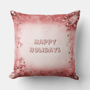 Red Pink Holiday Throw Pillow