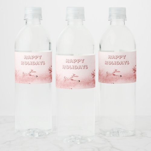 Red Pink Holiday Water Bottle Label