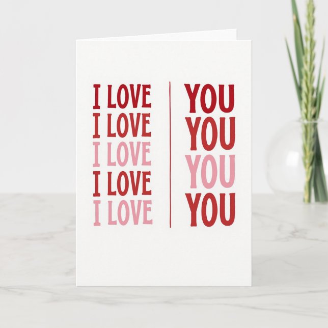 Red Pink I Love You Repeating Card (Front)