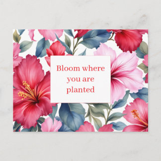 Red Pink Inspirational Quote Floral  Postcard