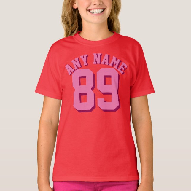 Red & Pink Kids | Sports Jersey Design T-Shirt (Front)
