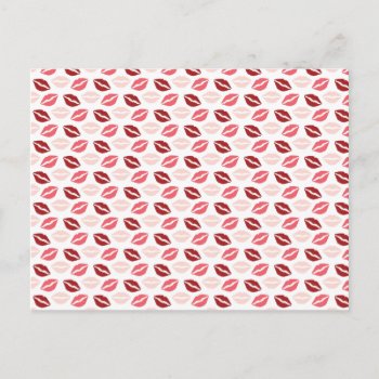 Red Pink Kiss Me Kisses Lips Valentine's Day Gifts Holiday Postcard by PrettyPatternsGifts at Zazzle