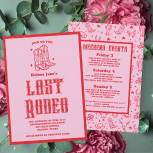 Red Pink Last Rodeo Bachelorette Weekend Invitation