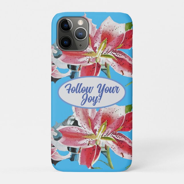 Red Pink Lily Lillies floral Blue Your Joy Case-Mate iPhone Case (Back)