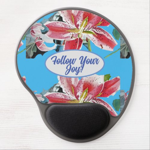 Red Pink Lily Lillies floral Blue Your Joy Gel Mouse Pad