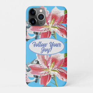 Red Pink Lily Lillies floral Blue Your Joy iPhone 11Pro Case