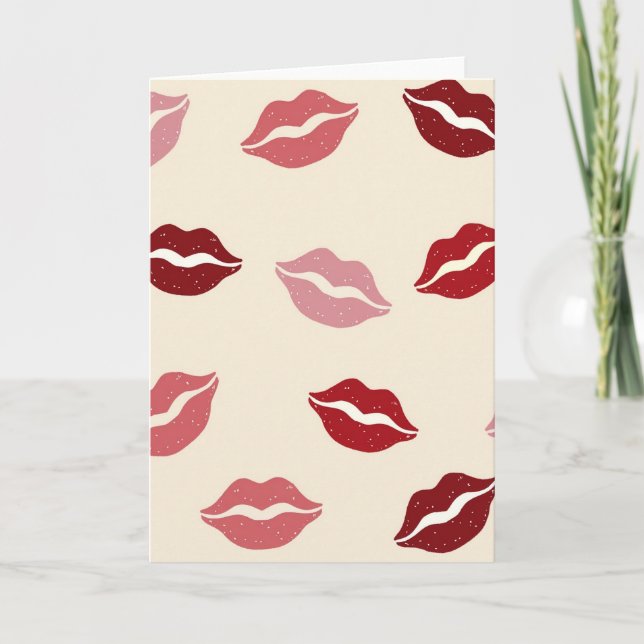 Red Pink Lips Valentines Card (Front)