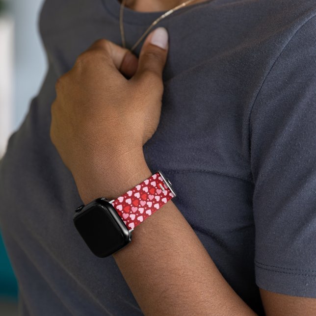 Red Pink Little Hearts Valentine's Day Apple Watch Band (Creator Uploaded)