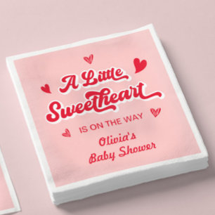 Red Pink Little Sweetheart Valentine Baby Shower Napkins