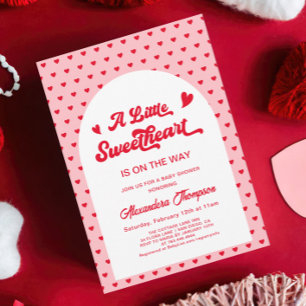 Red Pink Little Sweetheart Valentines Baby Shower Invitation