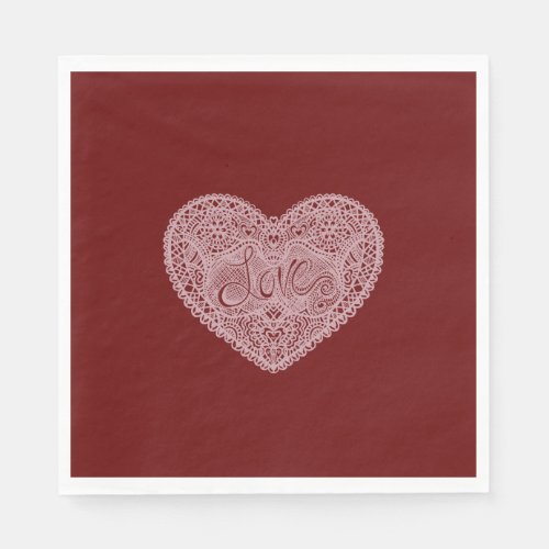Red Pink Love Heart Napkins