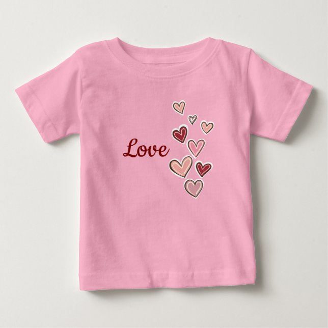 Red Pink Love Hearts Baby T-Shirt (Front)