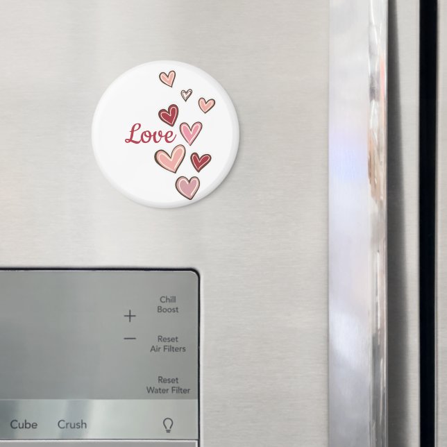 Red Pink Love Hearts  Magnet (In Situ (Fridge))