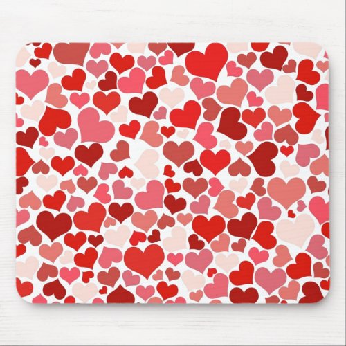 Red Pink Love Hearts Mosaic Mouse Pad
