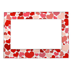 Red Pink Love Hearts Mosaic Pattern Magnetic Frame