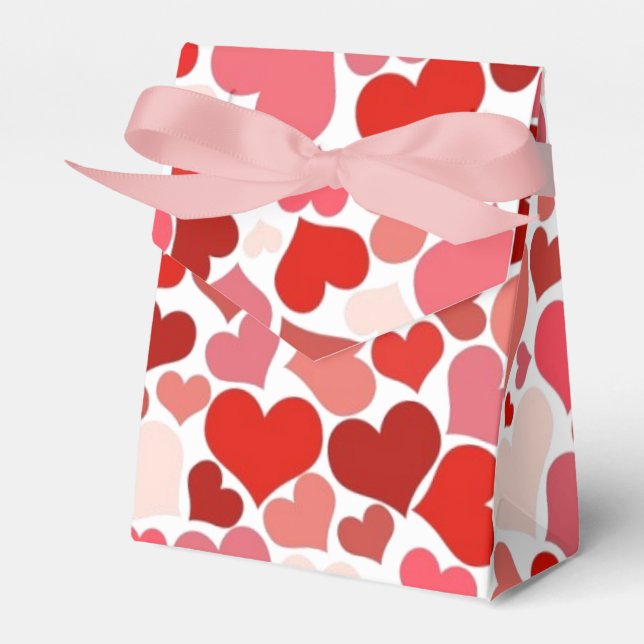 Red Pink Love Hearts Mosaic Romantic Favor Box (Front Side)