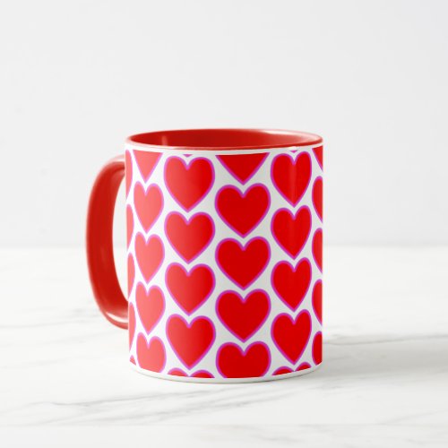 Red Pink Love Hearts Romantic Cheerful Mug