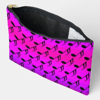 Red Pink Magenta Musical Notes Accessory Bag