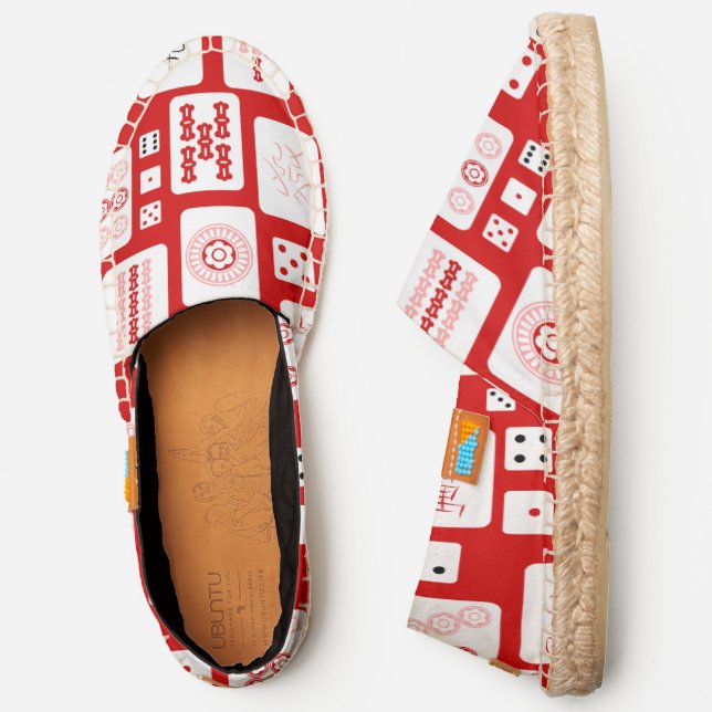red pink mahjong chinese tiles game asian  espadrilles (Side)