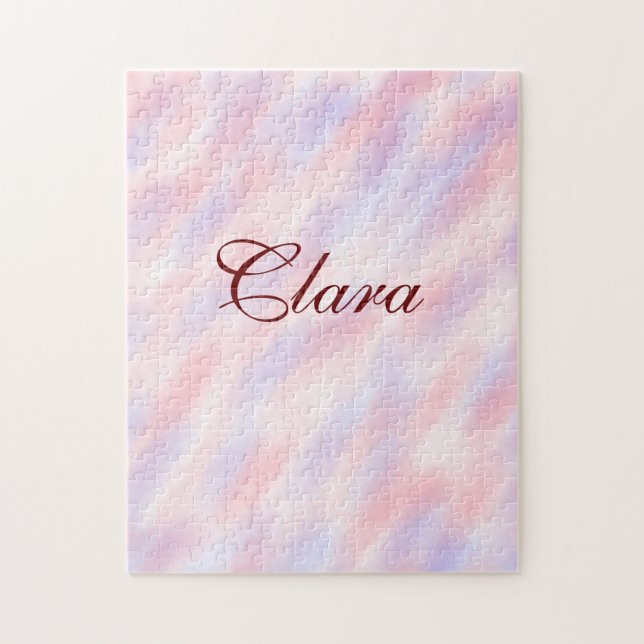 Red pink maroon watercolor abstract add namepastel jigsaw puzzle (Vertical)