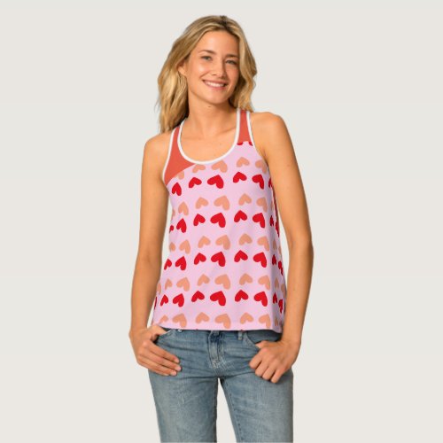 red pink mini hearts tank tops