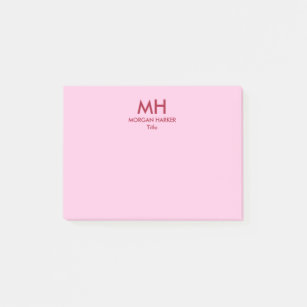 Red Pink Minimal Clean Initials Post-it Notes