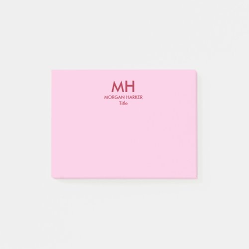 Red Pink Minimal Clean Initials Post_it Notes