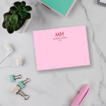 Red Pink Minimal Clean Initials Post-it Notes<br><div class="desc">Clean design. Post it note pad. Your initials in deep red against pink.</div>