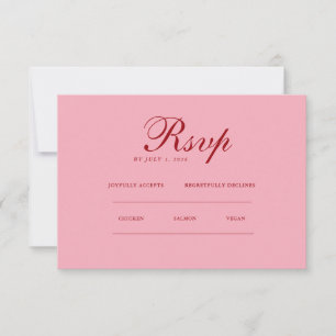 Red pink Minimalist Elegant RSVP & QR Website Card