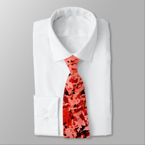 Red Pink Mixed With Black Abstract Pattern Design Neck Tie