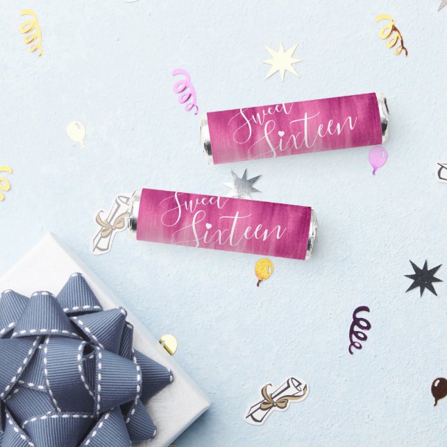 Red pink modern art sweet sixteen custom breath savers® mints (Party)