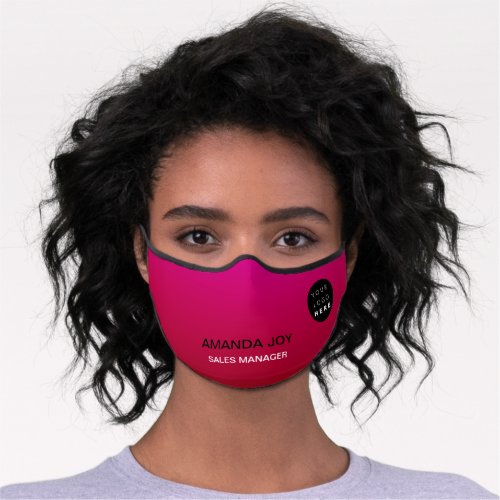 Red Pink Modern Custom Logo Name Business Initials Premium Face Mask