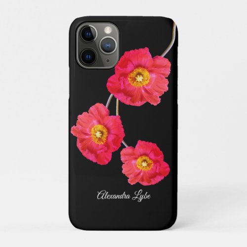 Red Pink Modern Poppies Poppy Flower   iPhone 11 Pro Case