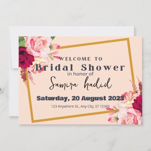 Red pink modern wedding shower invitation