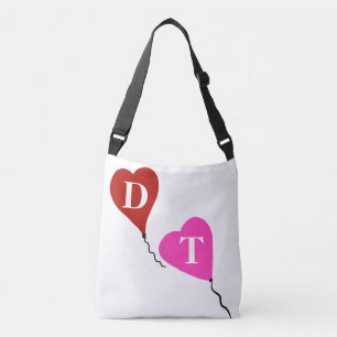 Red Pink Monogram Hearts Crossbody Bag