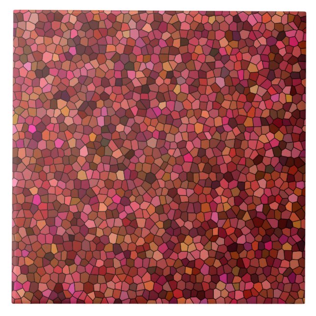 Red Pink Mosaic Pattern Ceramic Tile (Front)