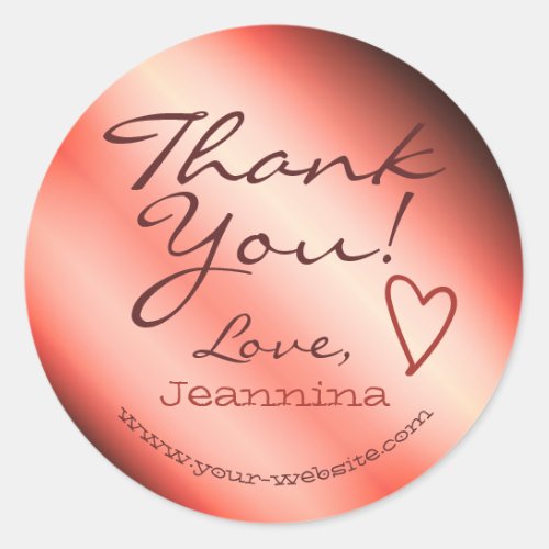 Red Pink Ombre Thank You Labels Heart Symbol Name