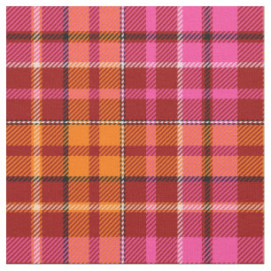 Red Pink Orange Plaid Tartan Design  Fabric