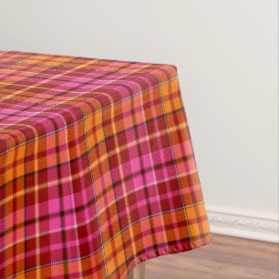 Red Pink Orange Plaid Tartan Design Tablecloth